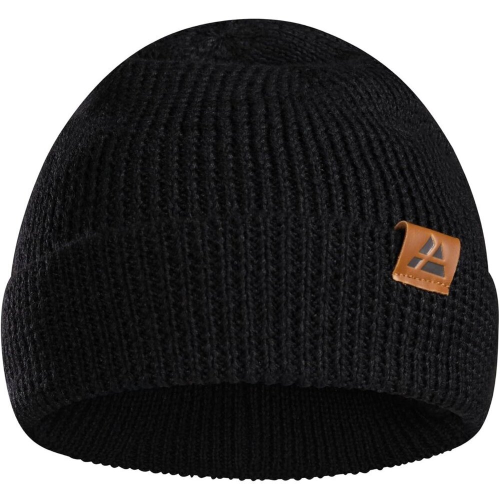 Men's Black Merino Wool Fitted Stretch Beanie Soft Stretchy Fisherman Beanie Cap